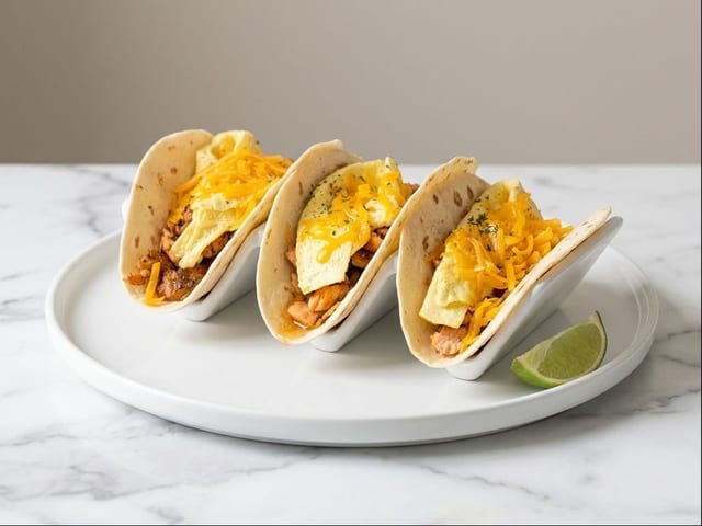 Taco Breakfast (3) W/ Cheese.